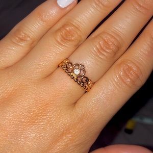 Pandora rose gold princess ring with box